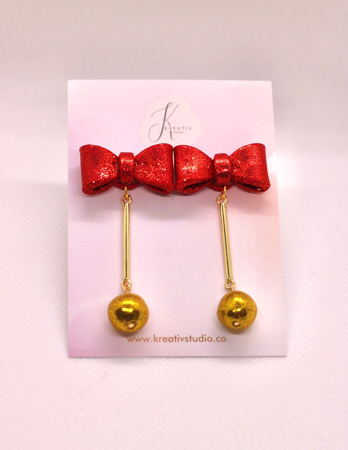 Ribbon with gold ball Polymer Clay