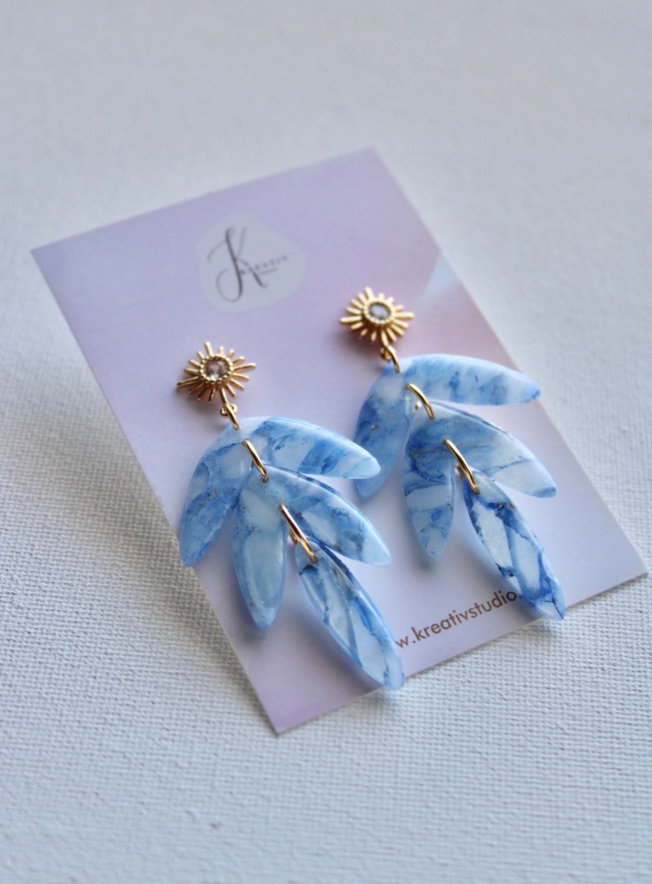 Aqua marble translucent earrings - Kreativ Studio