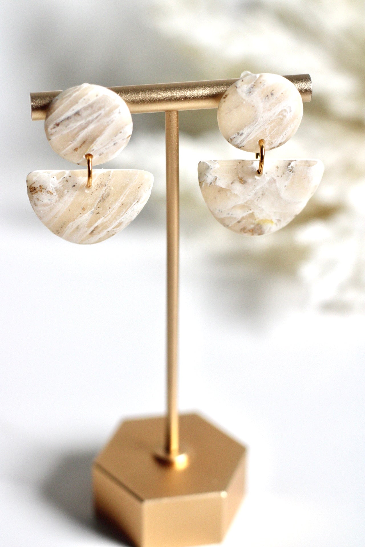 Emma, Handmade lightweight clay earrings and sensitive skin friendly jewelry