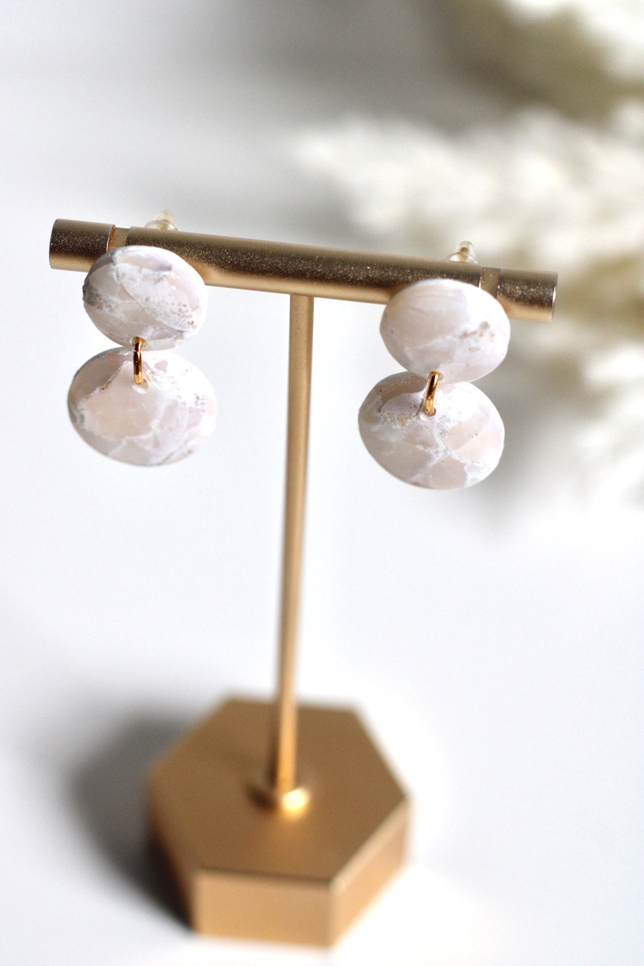 Sophia, Handmade lightweight clay earrings and sensitive skin friendly jewelry