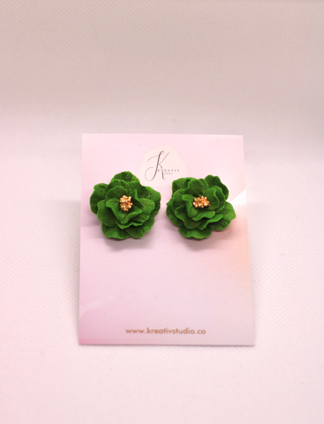 Green flower polymer clay