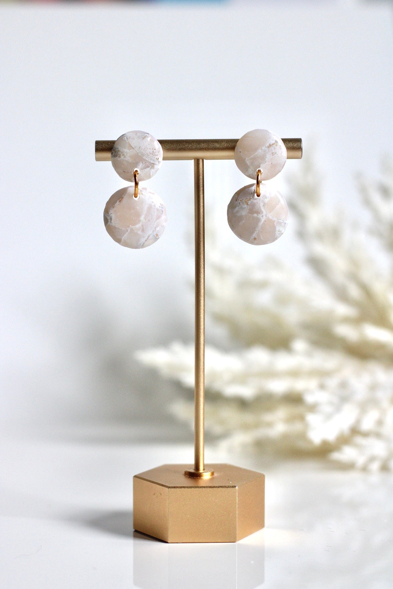 Sophia, Handmade lightweight clay earrings and sensitive skin friendly jewelry