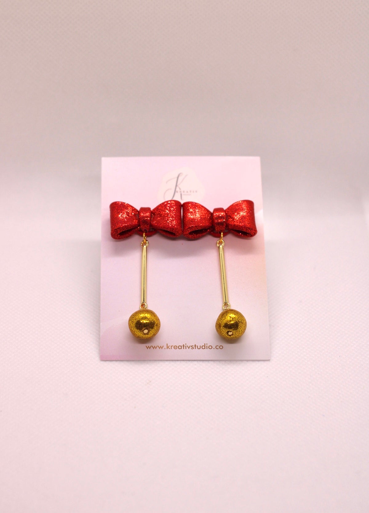 Ribbon with gold ball Polymer Clay