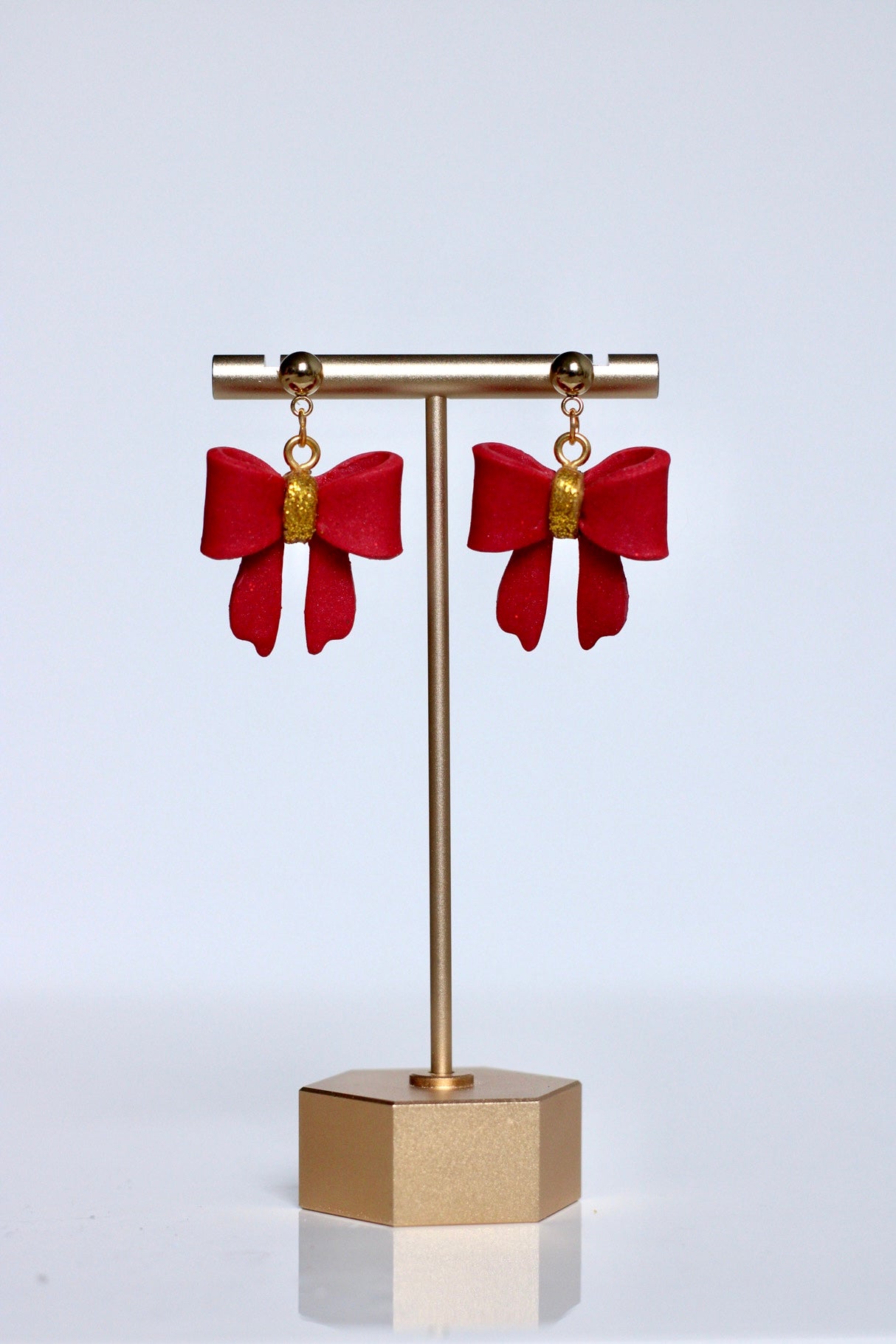 Christmas ribbon polymer clay earrings