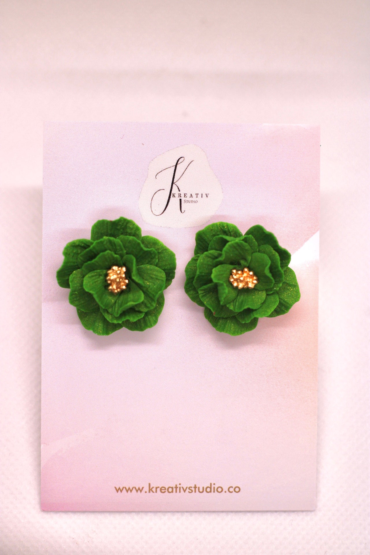 Green flower polymer clay