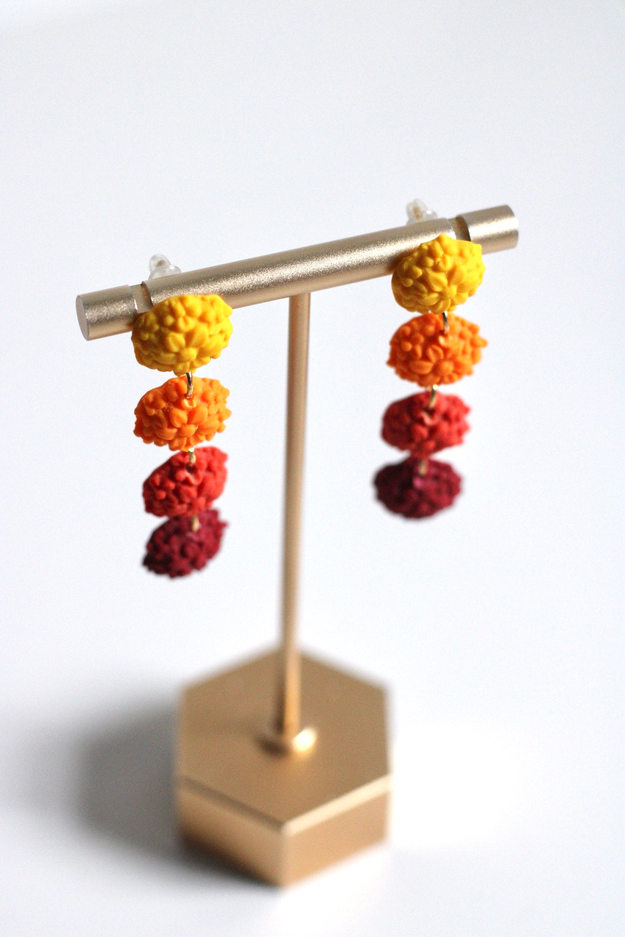 4 fall flowers polymer clay earrings