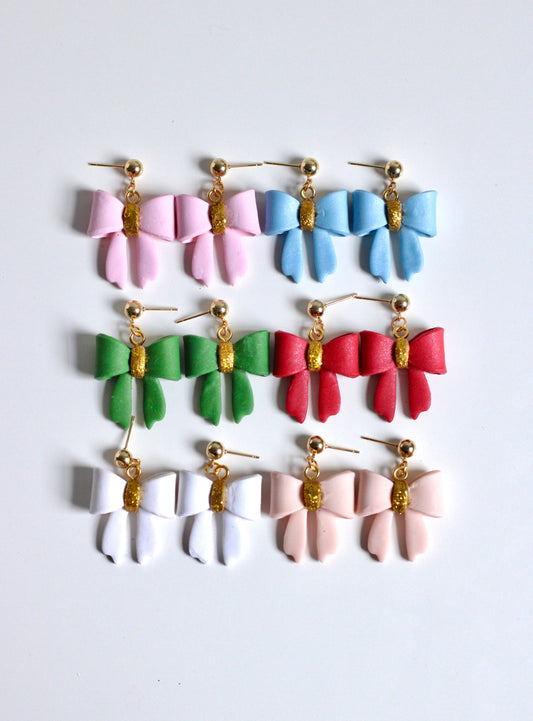 Christmas ribbon polymer clay earrings