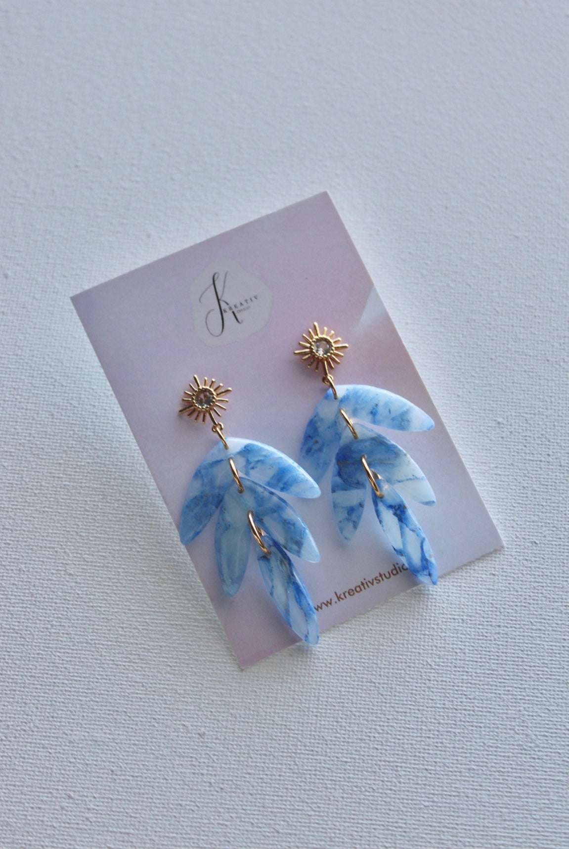 Aqua marble translucent earrings - Kreativ Studio