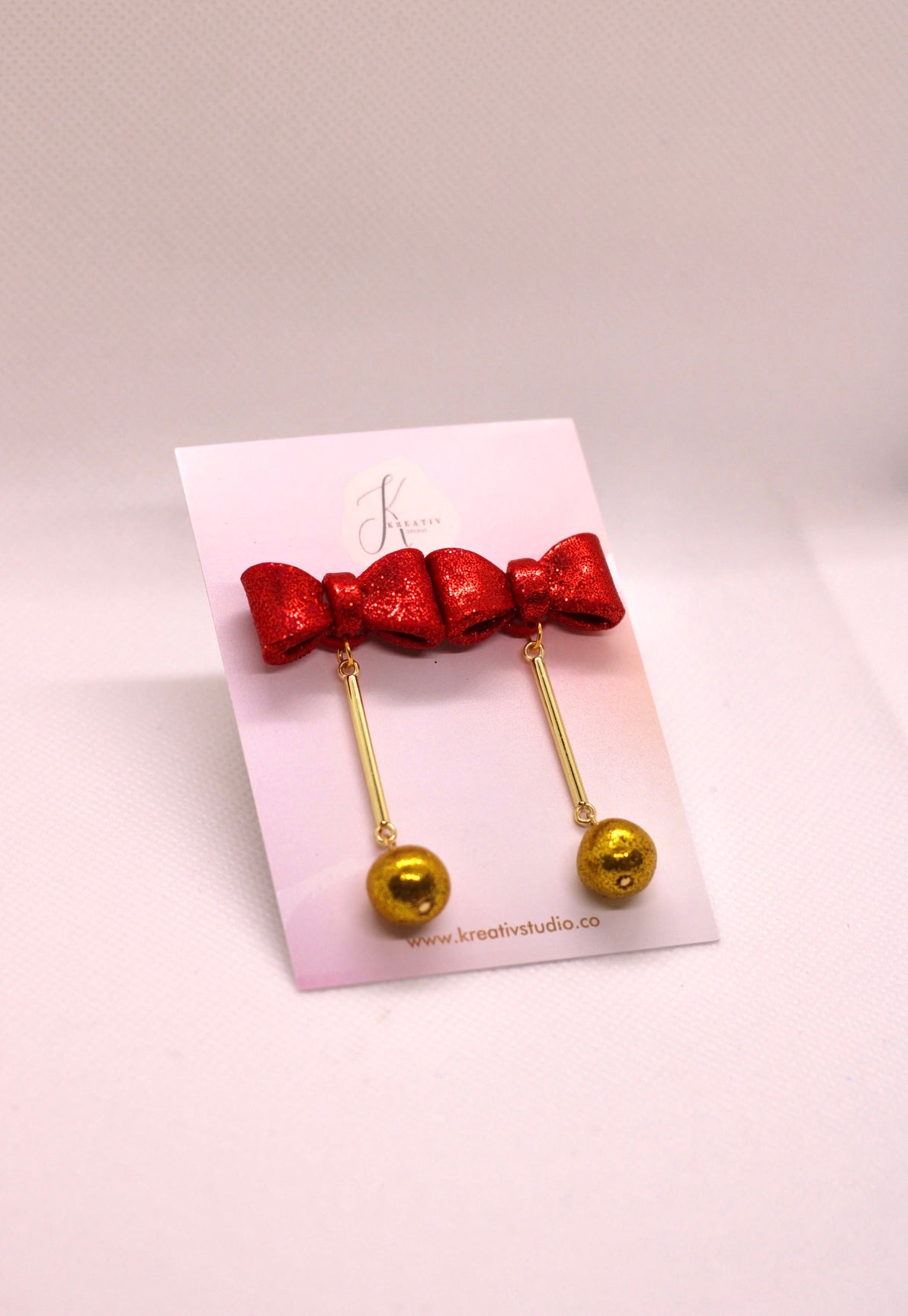 Ribbon with gold ball Polymer Clay