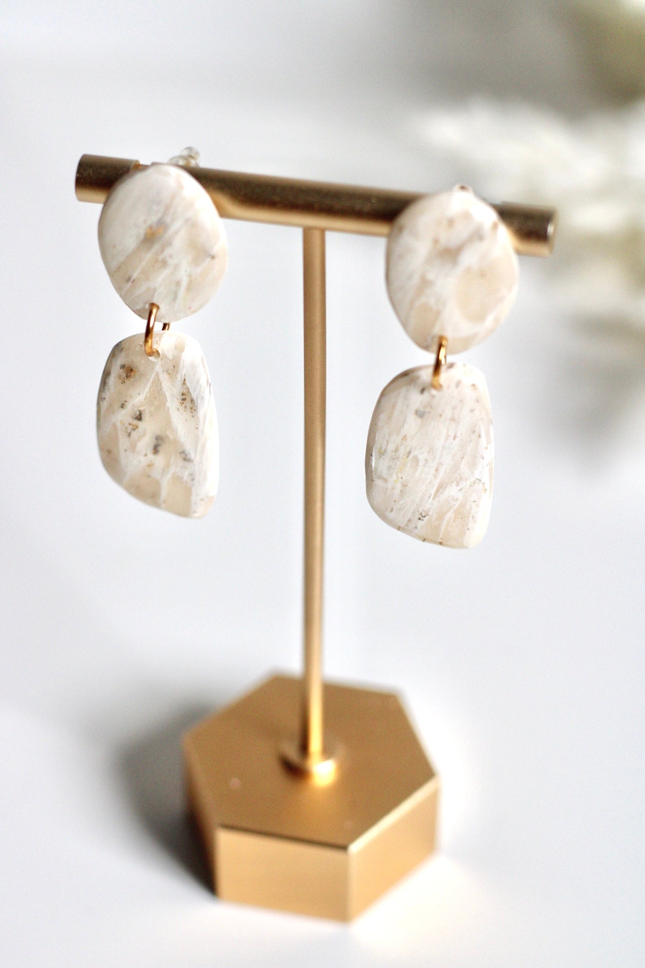 Ella, Handmade lightweight clay earrings and sensitive skin friendly jewelry