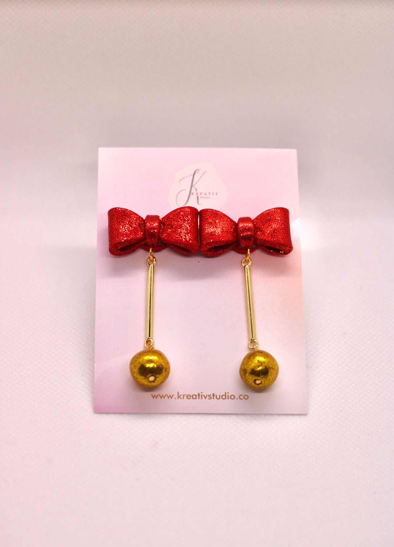 Ribbon with gold ball Polymer Clay