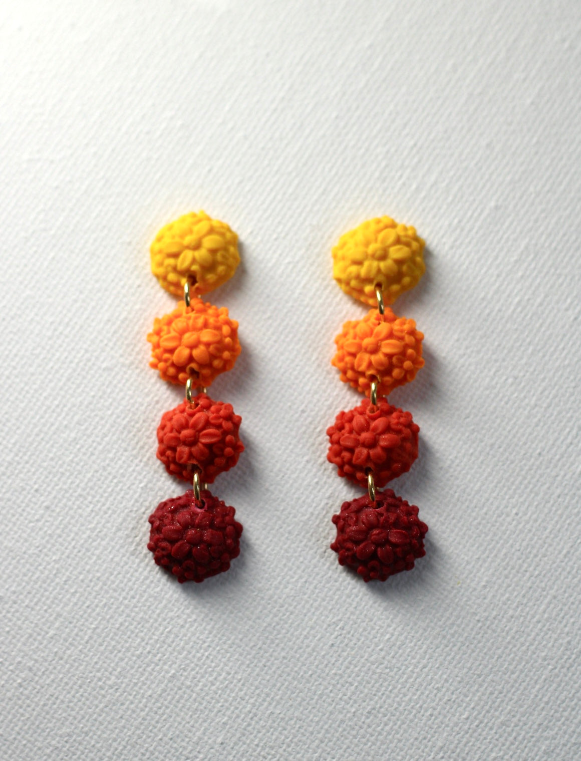 4 fall flowers polymer clay earrings