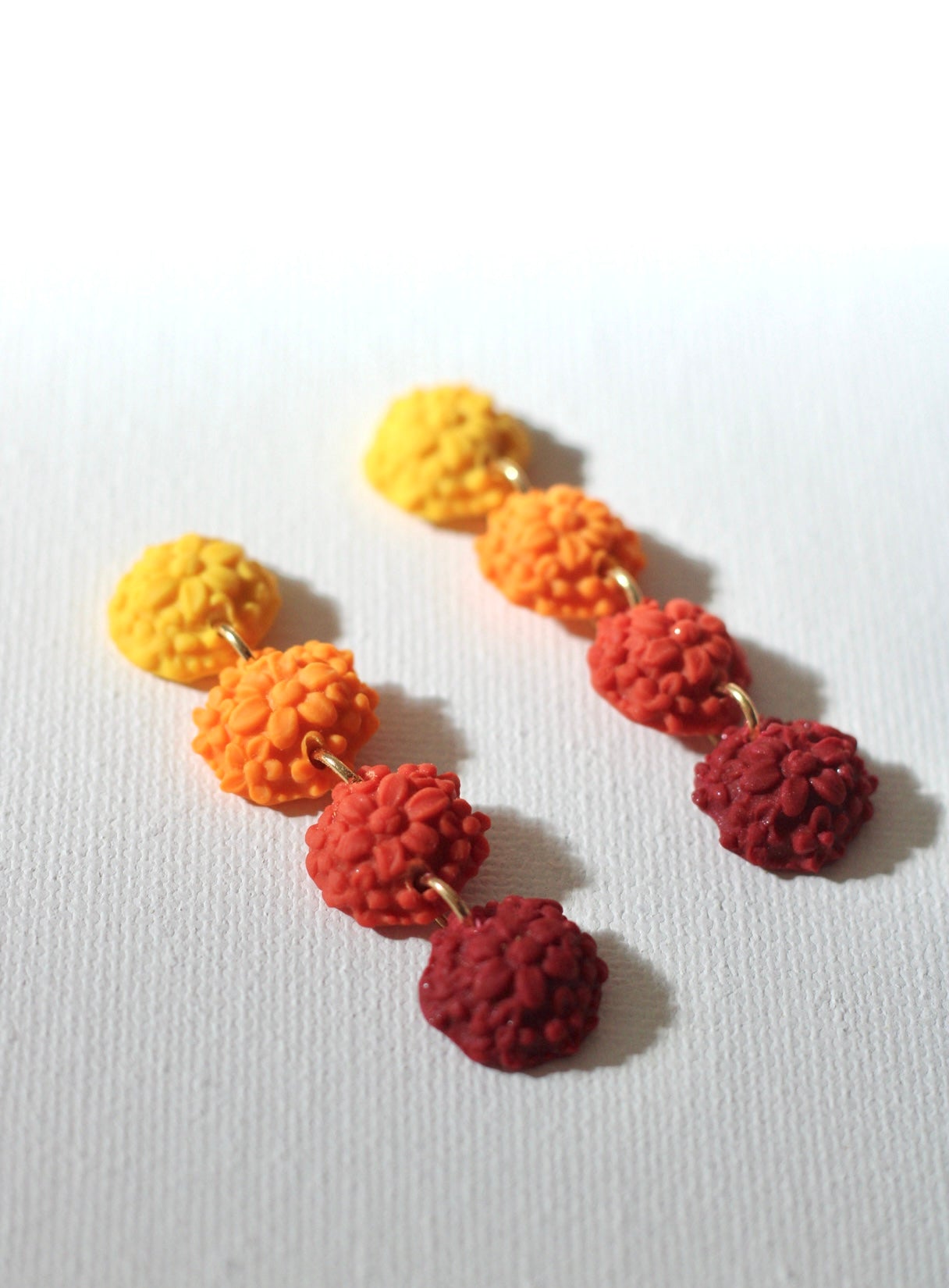 4 fall flowers polymer clay earrings